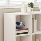 Bibliothèque basse minimaliste en bois blanc/naturel