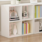 Bibliothèque basse minimaliste en bois blanc/naturel