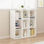 Bibliothèque basse minimaliste en bois blanc/naturel