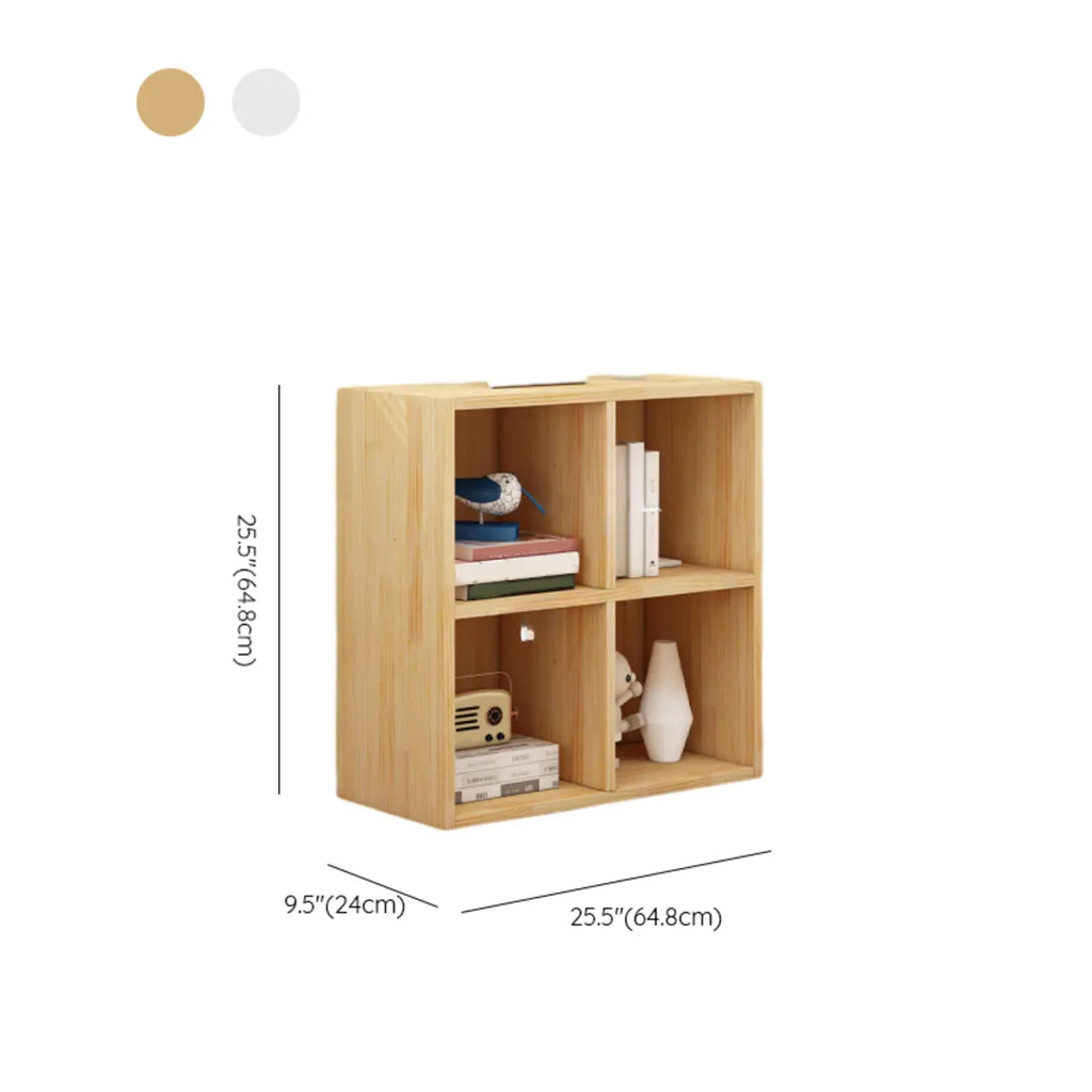 Bibliothèque basse minimaliste en bois blanc/naturel