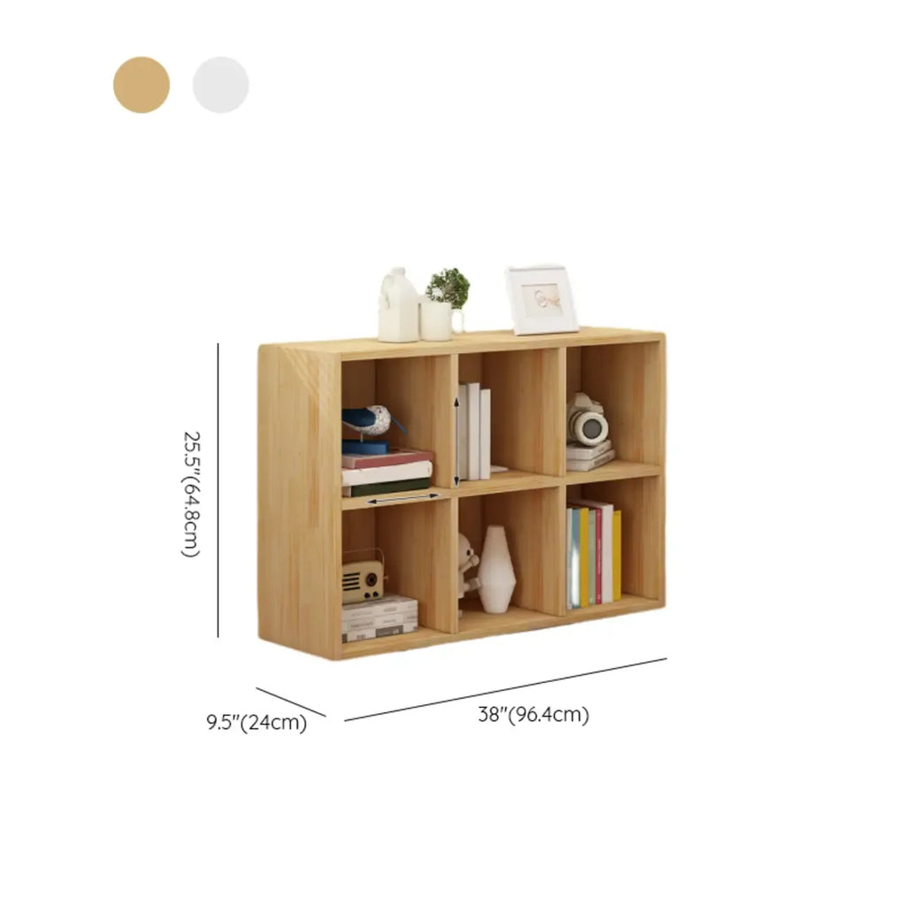 Bibliothèque basse minimaliste en bois blanc/naturel