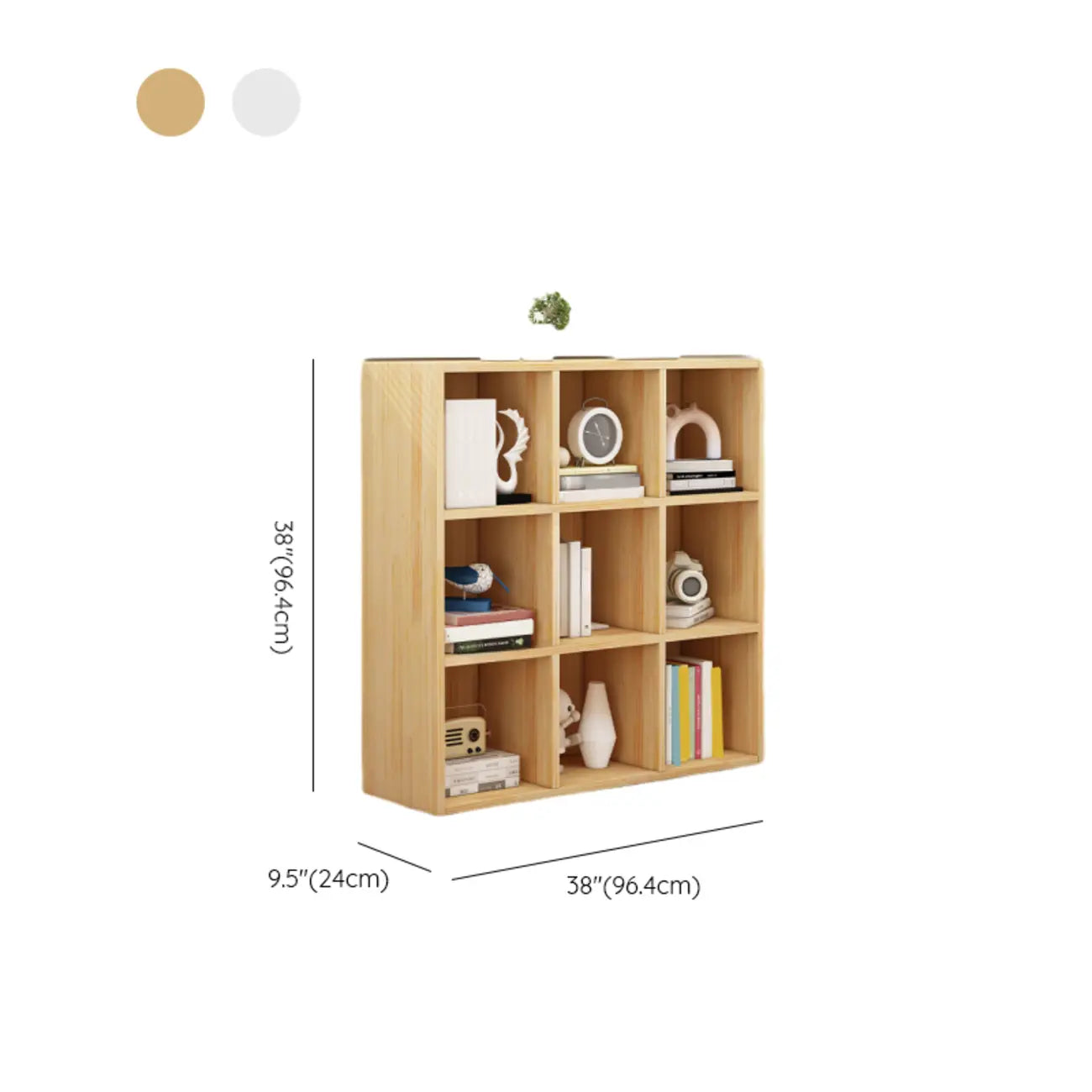 Bibliothèque basse minimaliste en bois blanc/naturel