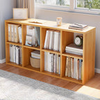 Bibliothèque horizontale cubique en bois blanc décontracté