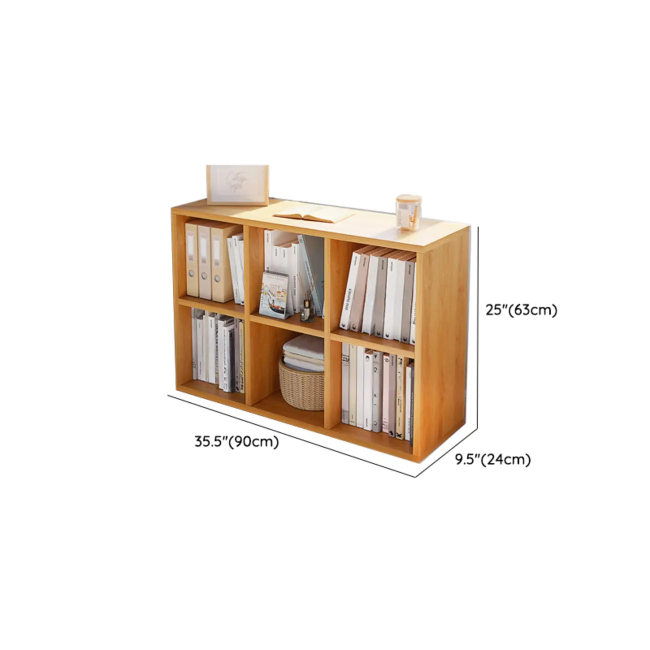 Bibliothèque horizontale cubique en bois blanc décontracté