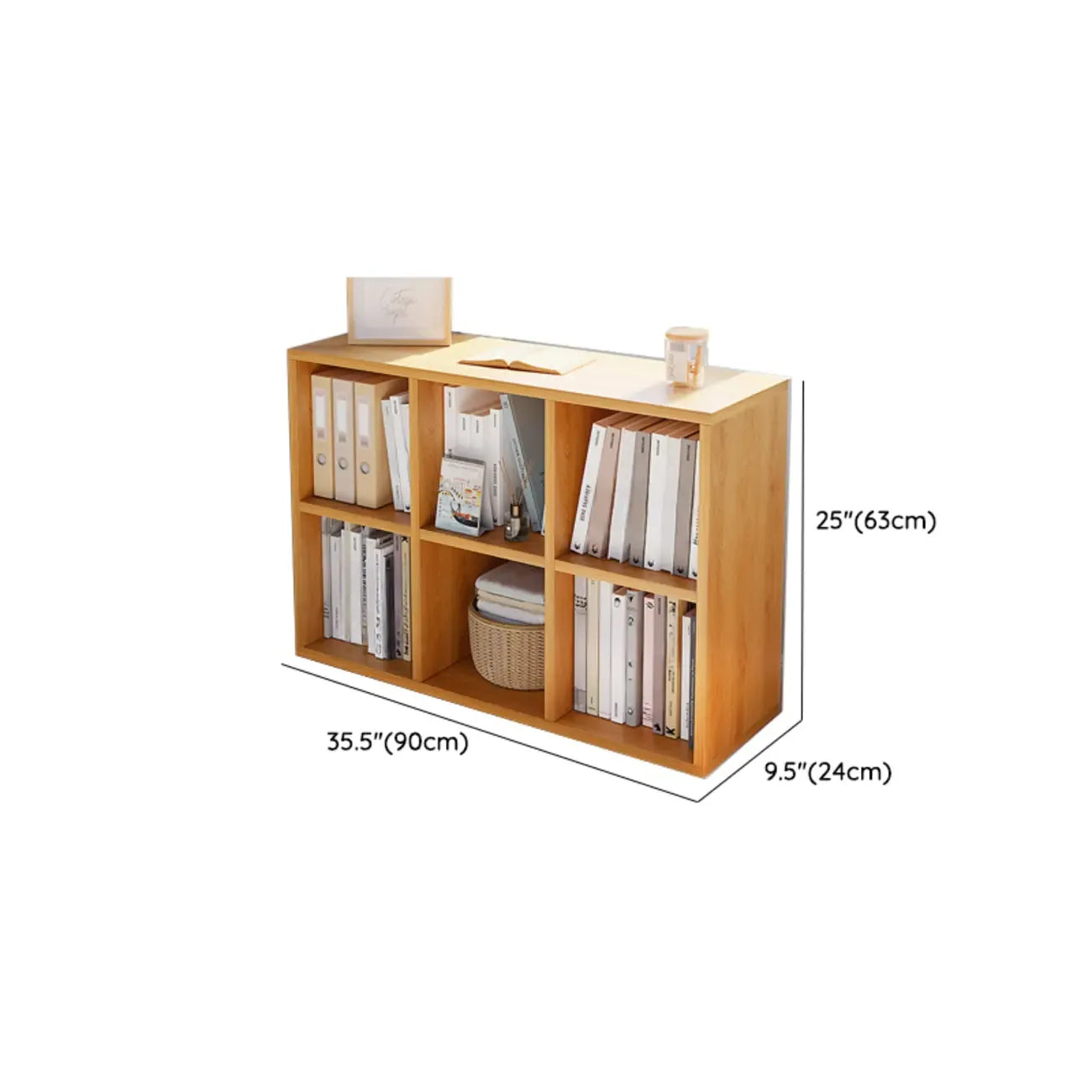 Bibliothèque horizontale cubique en bois blanc décontracté