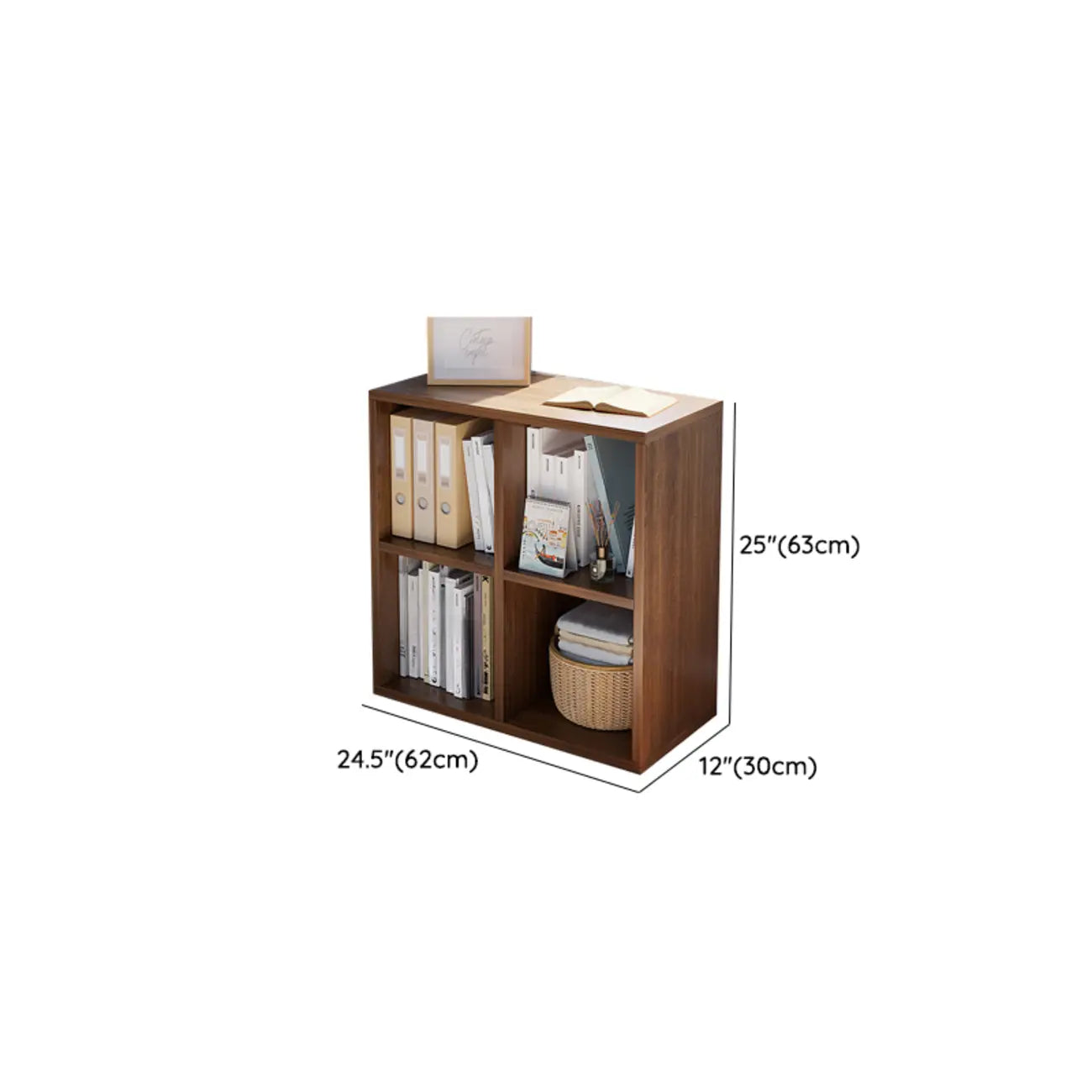 Bibliothèque horizontale cubique en bois blanc décontracté