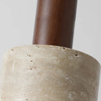 Lampe de chevet suspendue cylindrique en bois, pierre et corde