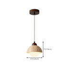 Lampe de chevet suspendue cylindrique en bois, pierre et corde