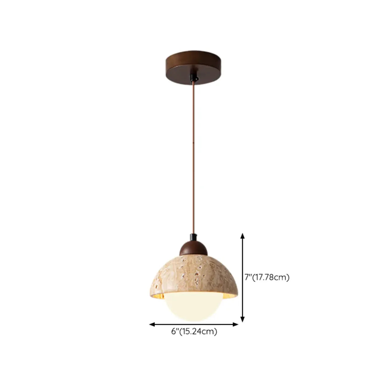 Lampe de chevet suspendue cylindrique en bois, pierre et corde