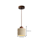 Lampe de chevet suspendue cylindrique en bois, pierre et corde