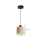 Lampe de chevet suspendue cylindrique en bois, pierre et corde