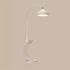 Lampadaire LED géométrique ivoire en forme d'arc avec étagère de rangement pour intérieur