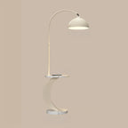Lampadaire LED géométrique ivoire en forme d'arc avec étagère de rangement pour intérieur