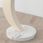 Lampadaire LED géométrique ivoire en forme d'arc avec étagère de rangement pour intérieur
