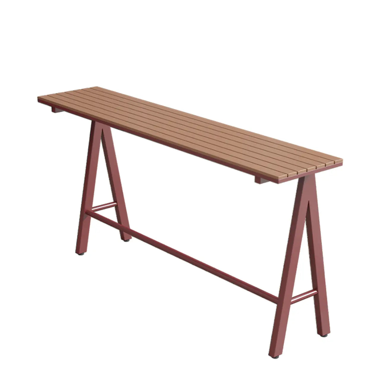 Tables de bar d'extérieur avec support en métal vert et lattes en bois
