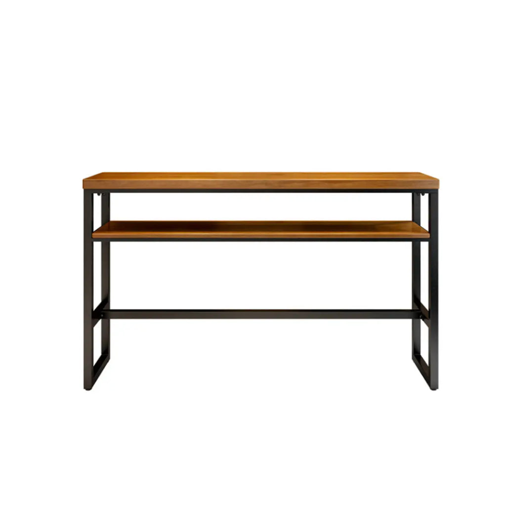 Tables de bar modernes en bois marron, métal et étagère traîneau avec repose-pieds