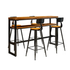 Tables de bar modernes en bois marron, métal et étagère traîneau avec repose-pieds