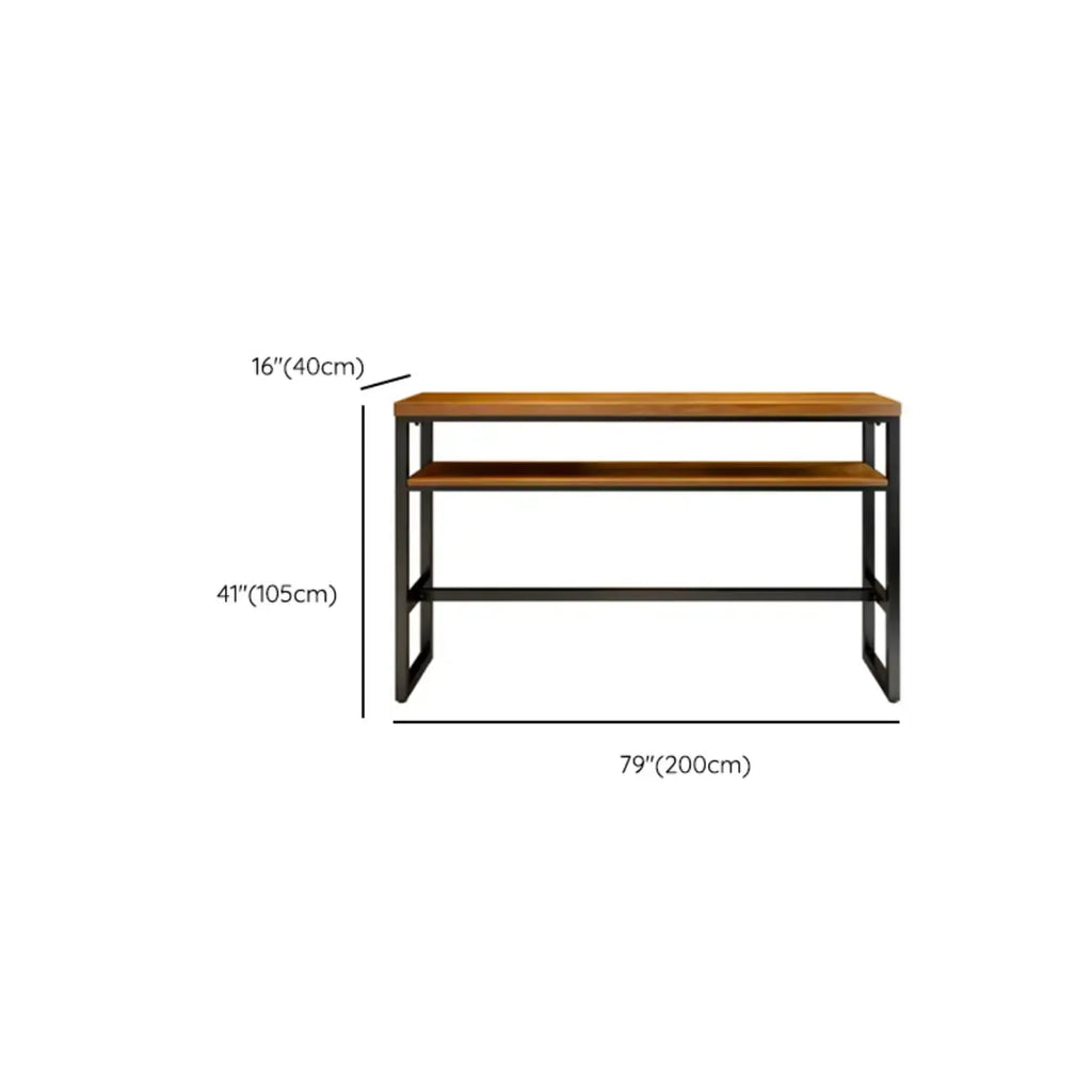Tables de bar modernes en bois marron, métal et étagère traîneau avec repose-pieds