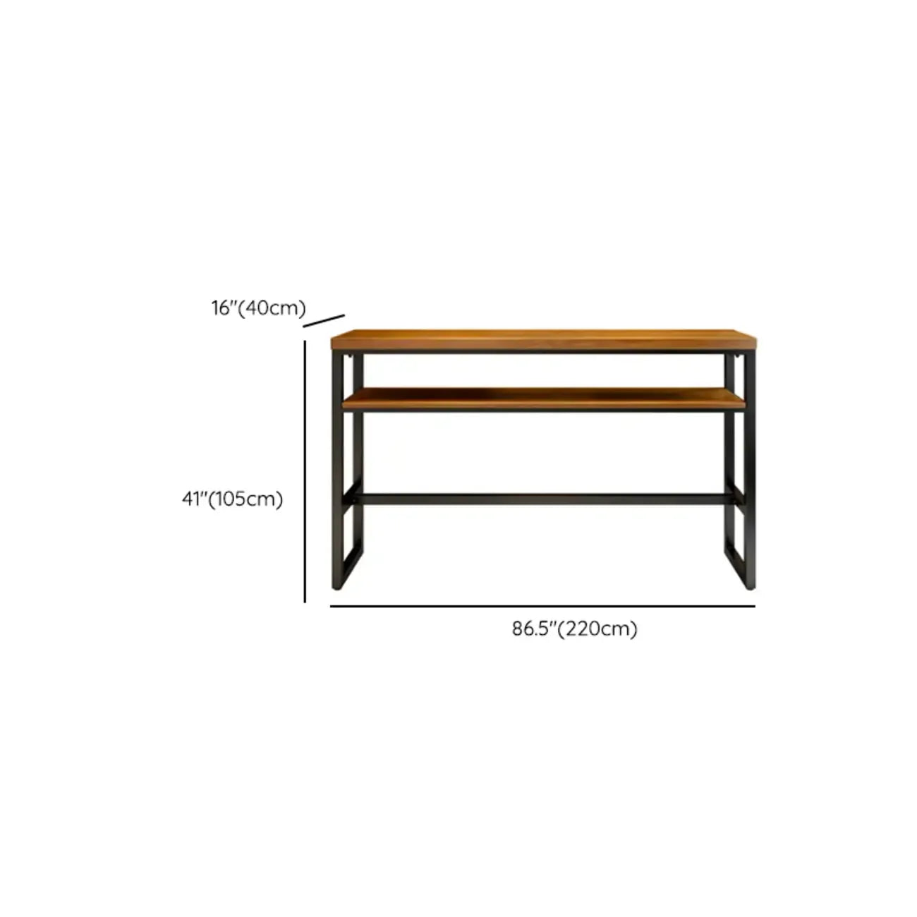 Tables de bar modernes en bois marron, métal et étagère traîneau avec repose-pieds