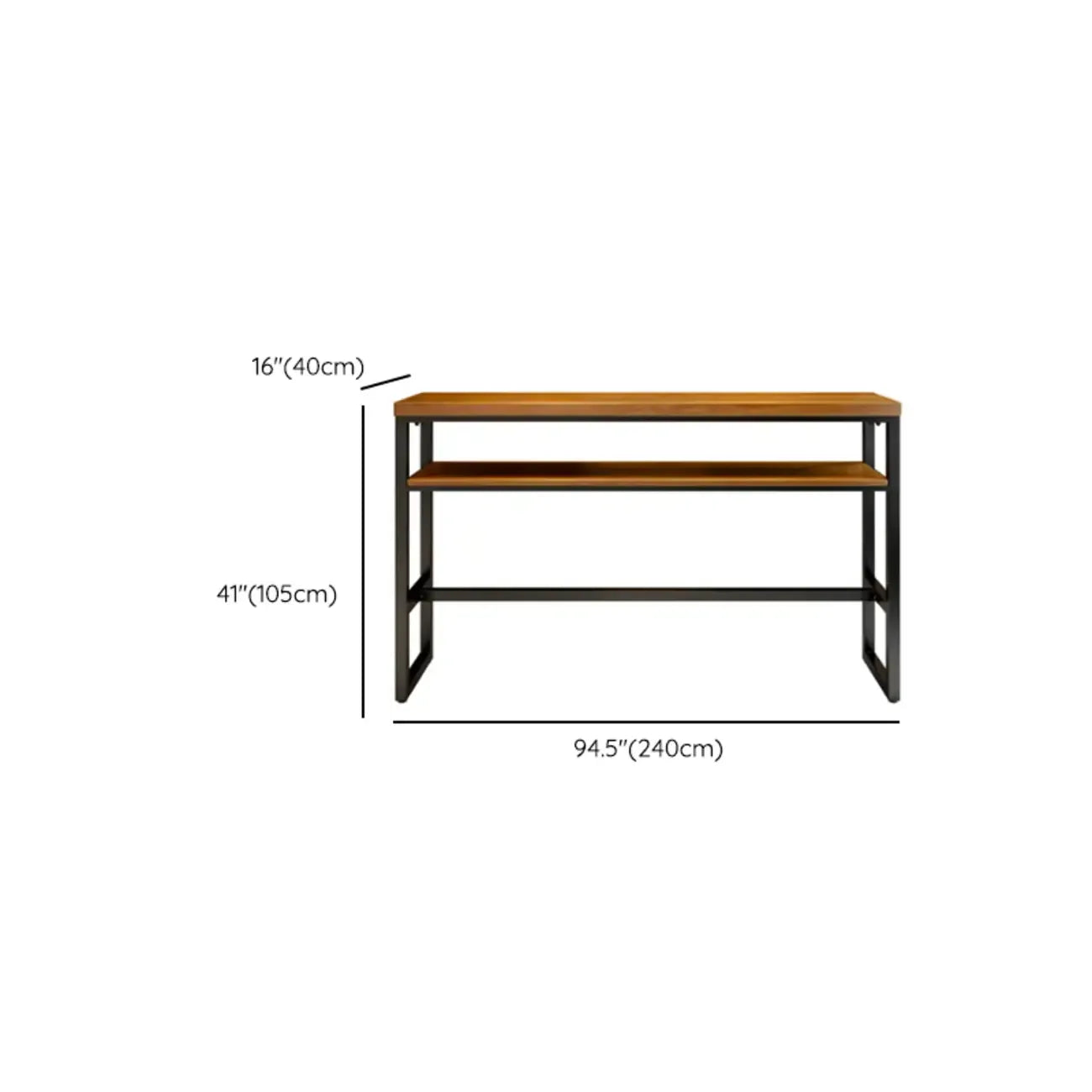 Tables de bar modernes en bois marron, métal et étagère traîneau avec repose-pieds