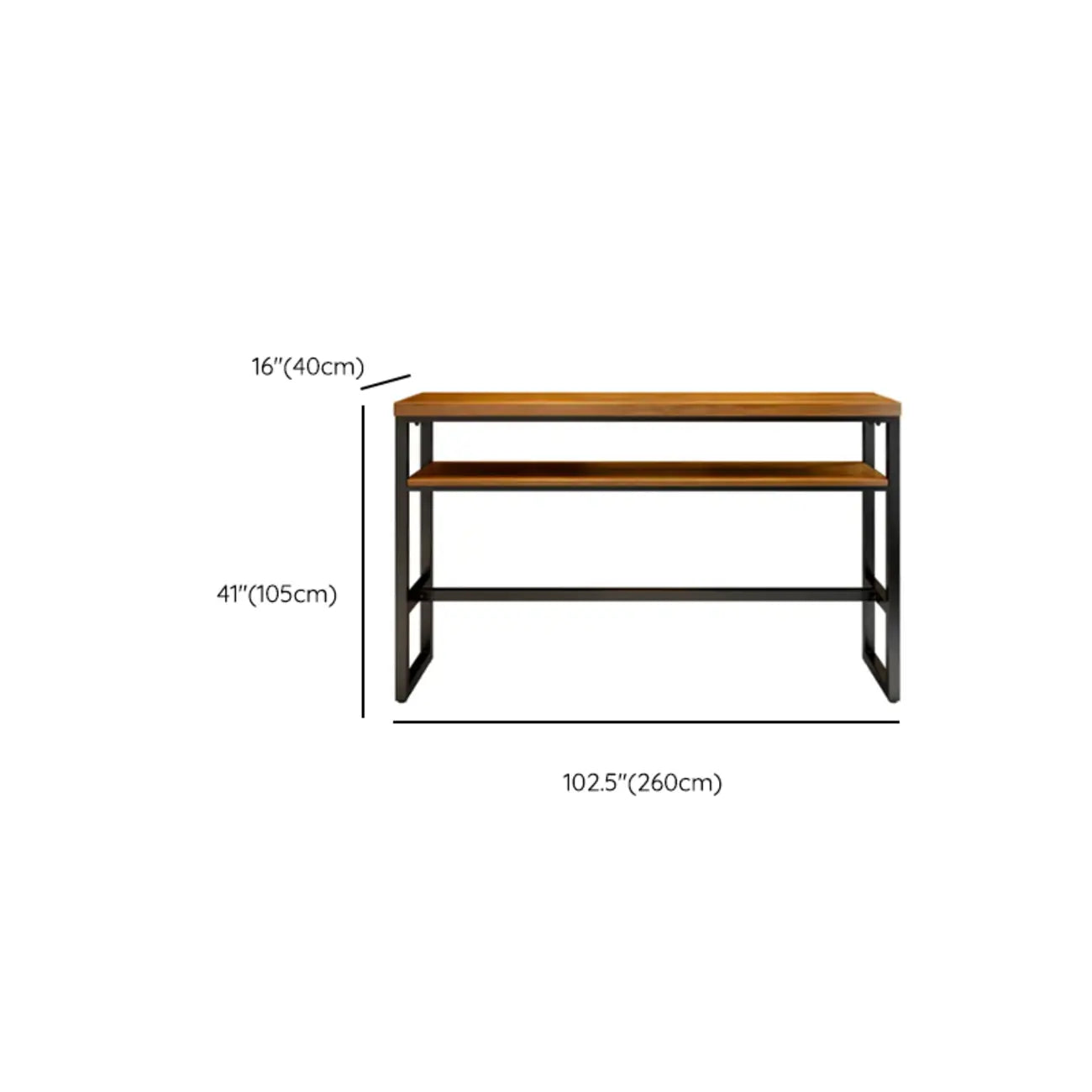 Tables de bar modernes en bois marron, métal et étagère traîneau avec repose-pieds
