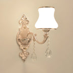 Applique murale miniature en or antique avec abat-jour en cristal géométrique