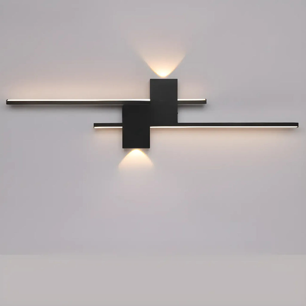 Applique da parete a LED lineare nera moderna a 5 luci per camera da letto
