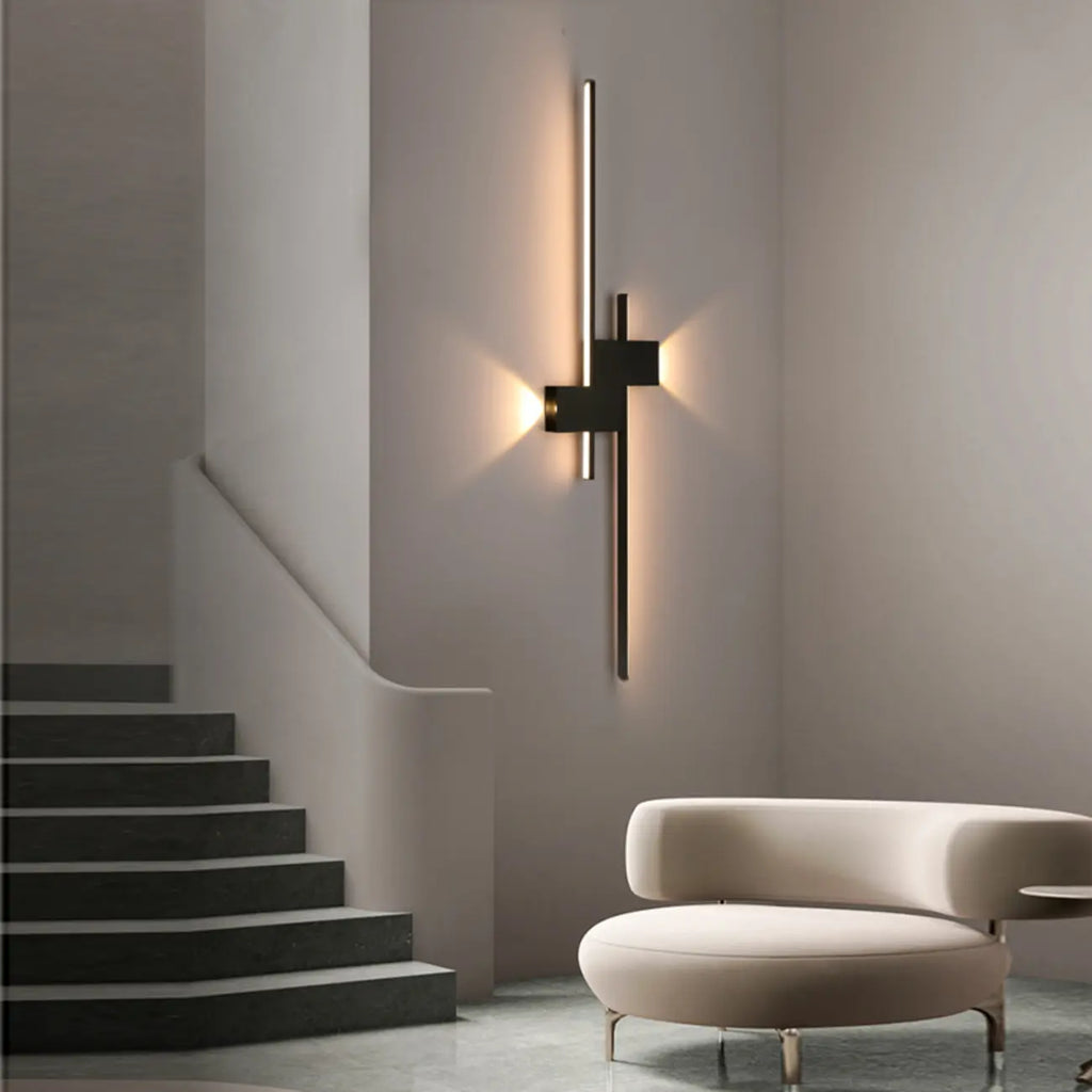 Applique da parete a LED lineare nera moderna a 5 luci per camera da letto