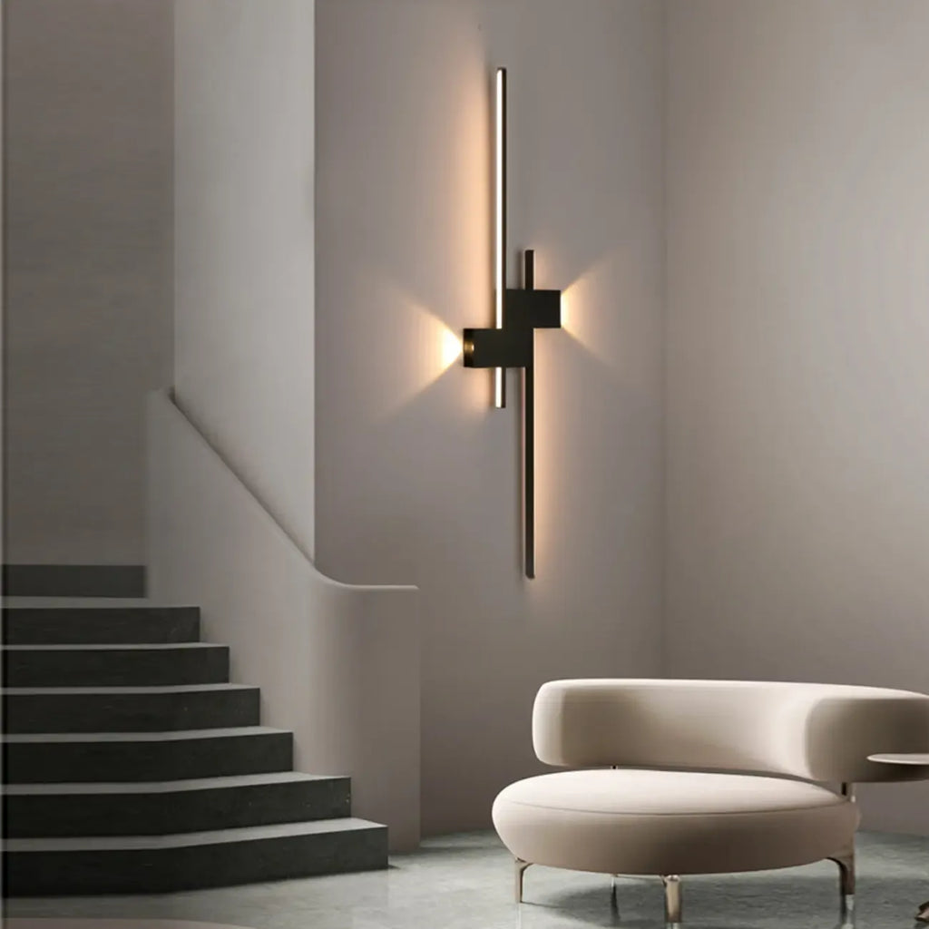 Applique da parete a LED lineare nera moderna a 5 luci per camera da letto