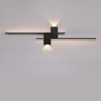 Applique da parete a LED lineare nera moderna a 5 luci per camera da letto