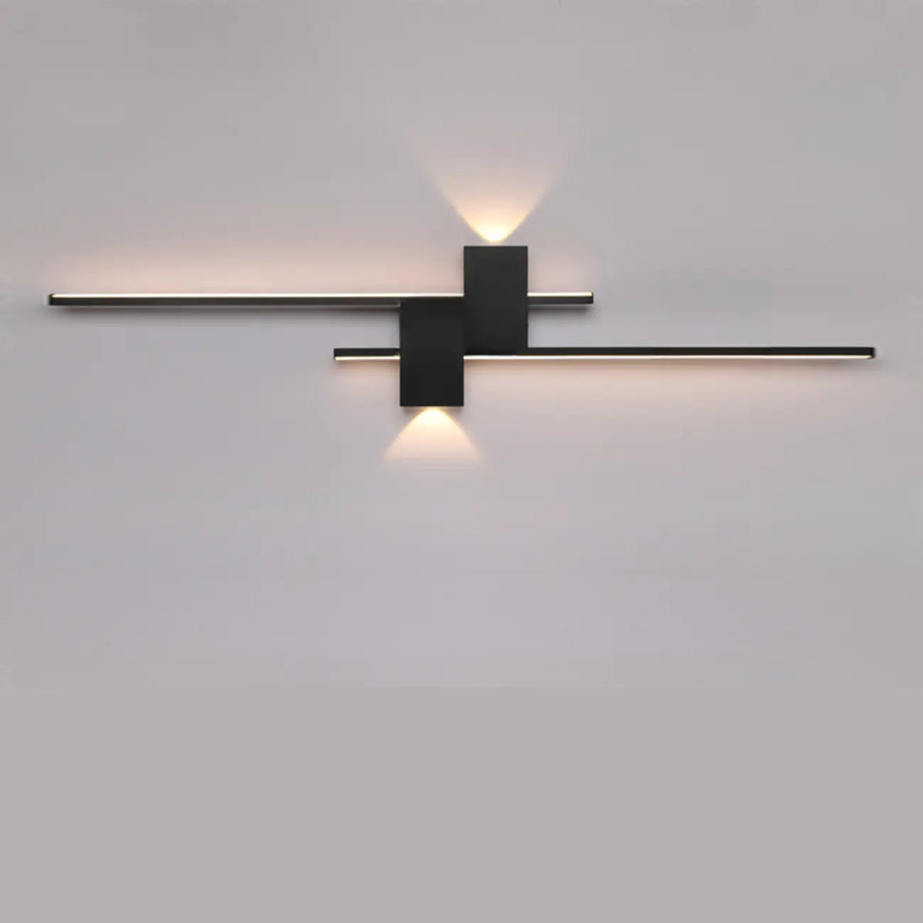 Applique da parete a LED lineare nera moderna a 5 luci per camera da letto