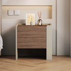 Table de chevet moderne à 2 tiroirs en pin brun-gris