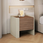 Table de chevet moderne à 2 tiroirs en pin brun-gris