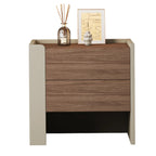 Table de chevet moderne à 2 tiroirs en pin brun-gris