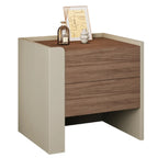 Table de chevet moderne à 2 tiroirs en pin brun-gris