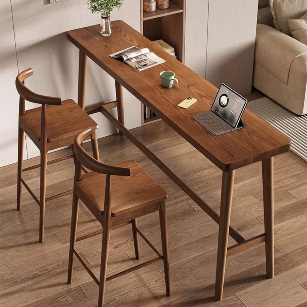 Tables de bar minimalistes en bois couleur cacao, style tréteau, pour la maison