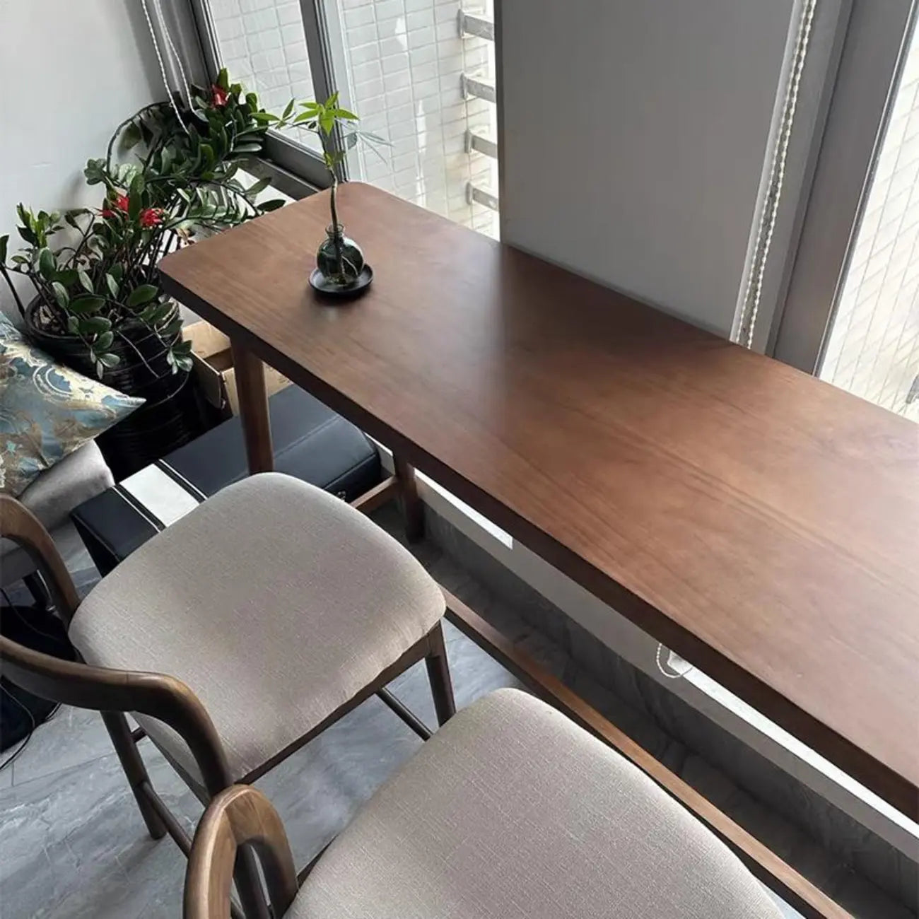 Tables de bar minimalistes en bois couleur cacao, style tréteau, pour la maison