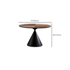 Table de salle à manger moderne ronde en bois brun avec piètement conique en métal