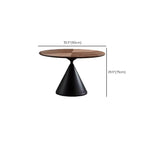 Table de salle à manger moderne ronde en bois brun avec piètement conique en métal