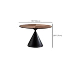 Table de salle à manger moderne ronde en bois brun avec piètement conique en métal