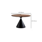 Table de salle à manger moderne ronde en bois brun avec piètement conique en métal