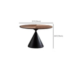 Table de salle à manger moderne ronde en bois brun avec piètement conique en métal