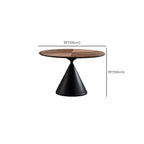 Table de salle à manger moderne ronde en bois brun avec piètement conique en métal