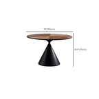 Table de salle à manger moderne ronde en bois brun avec piètement conique en métal