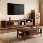 Meuble TV moderne en bois avec étagères et rangement