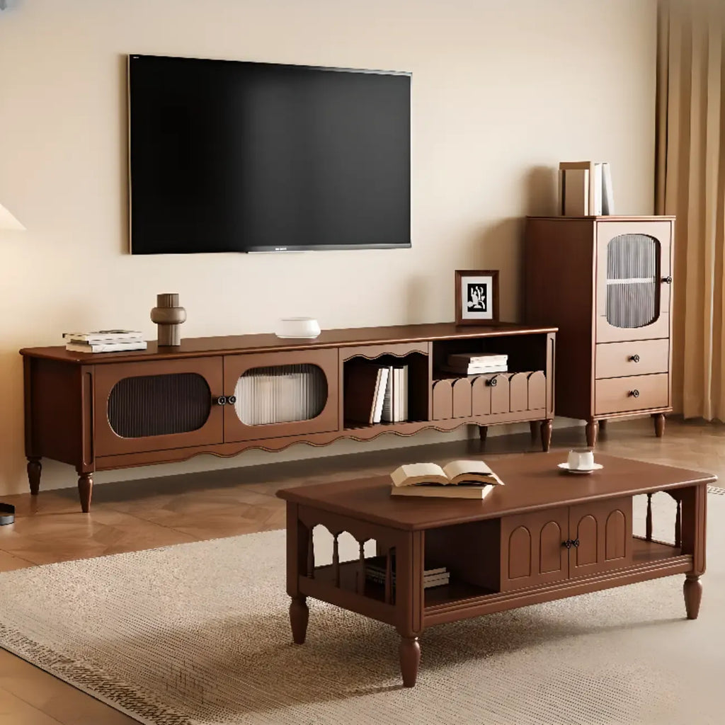 Meuble TV moderne en bois avec étagères et rangement