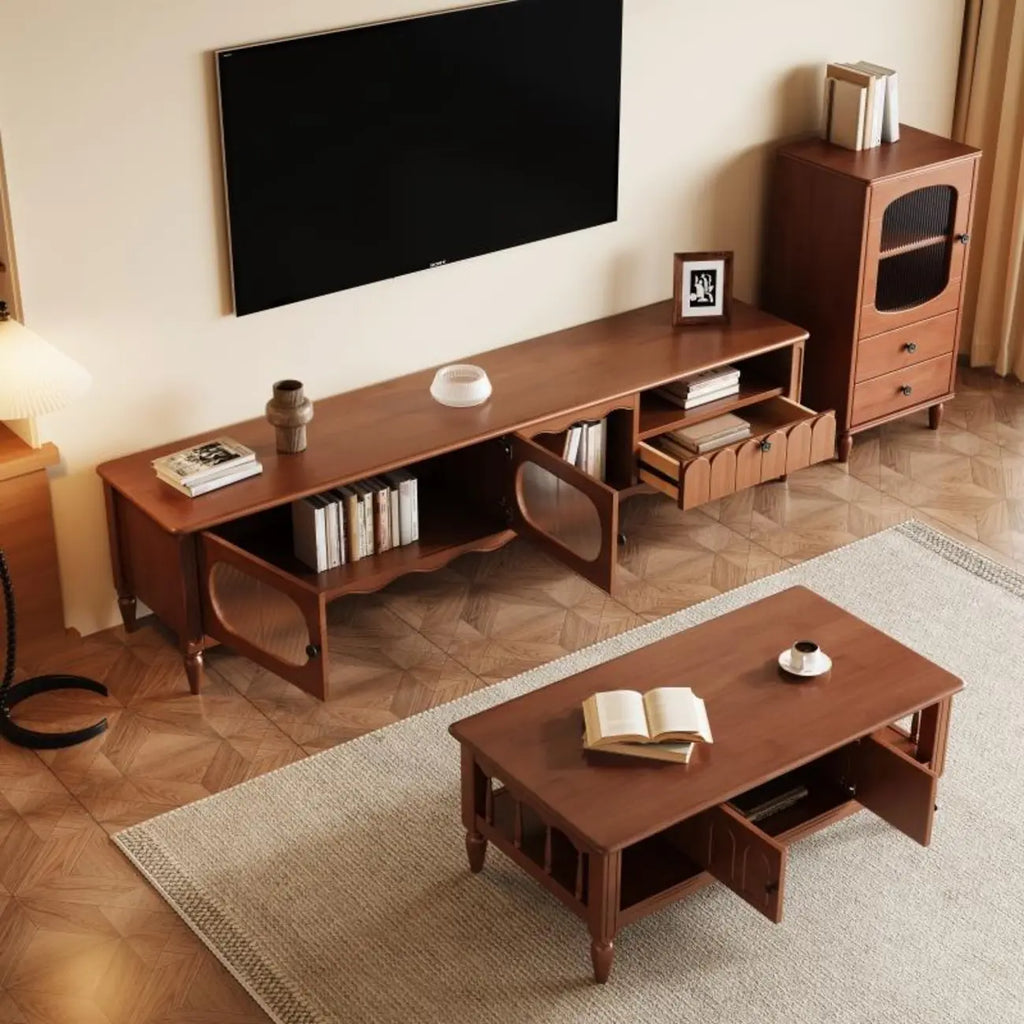 Meuble TV moderne en bois avec étagères et rangement