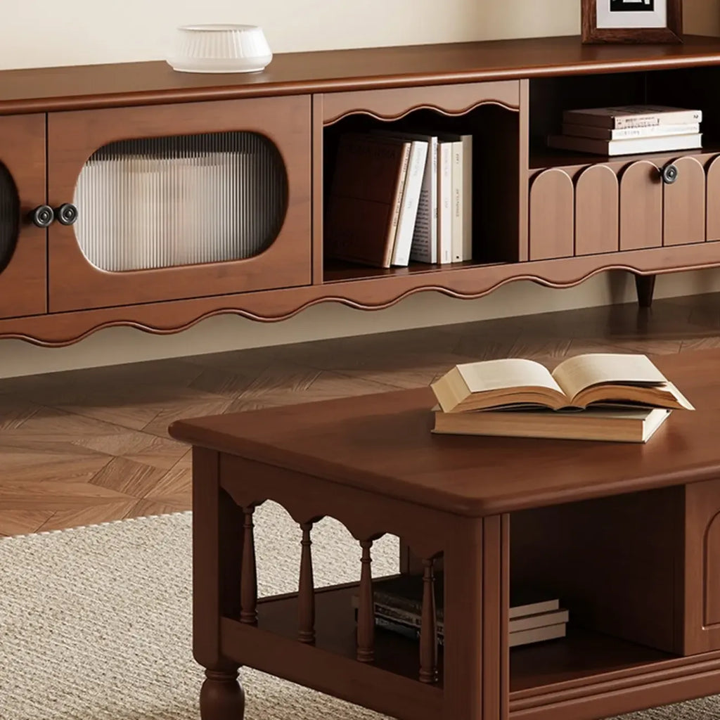 Meuble TV moderne en bois avec étagères et rangement