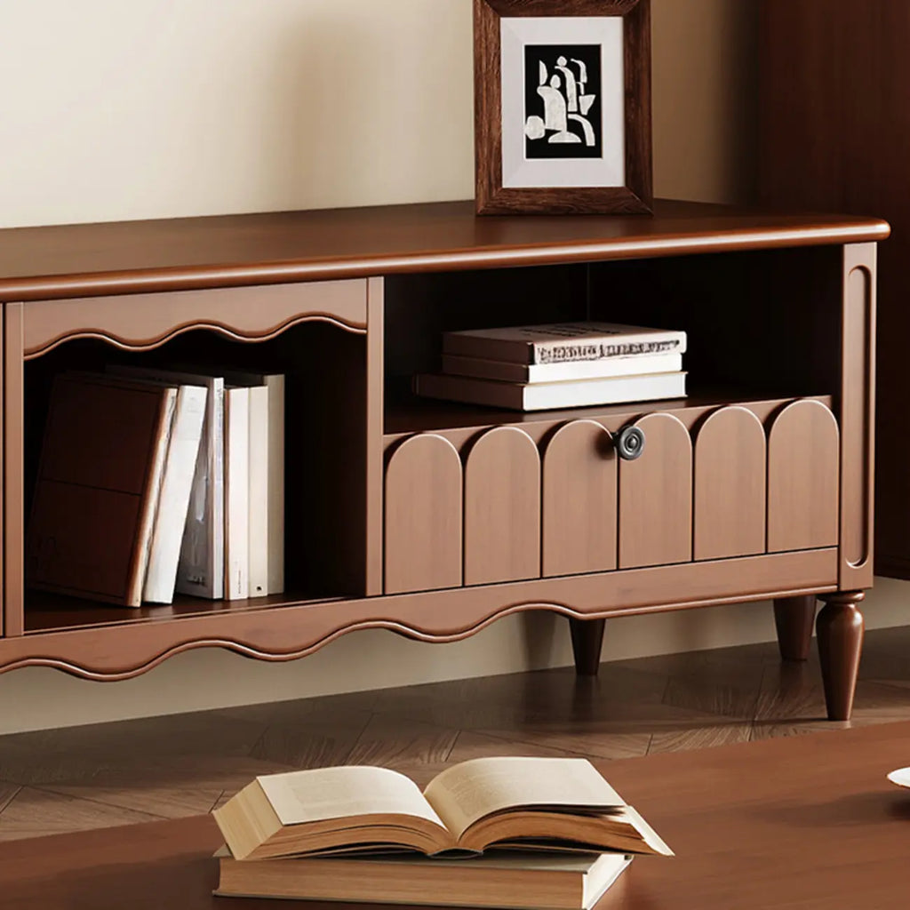 Meuble TV moderne en bois avec étagères et rangement