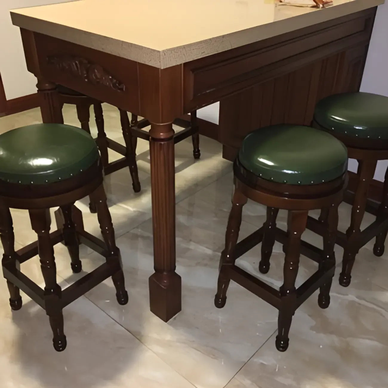 Tabourets de bar pivotants en cuir scandinave à hauteur de barre